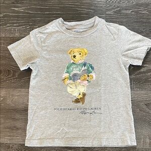 Ralph Lauren Kids Gray Tee with Polo Bear Graphic